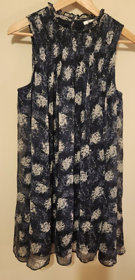 Joie Dress Women's Medium Blue Baltic Print Mini Sleeveless Flowy  Casual