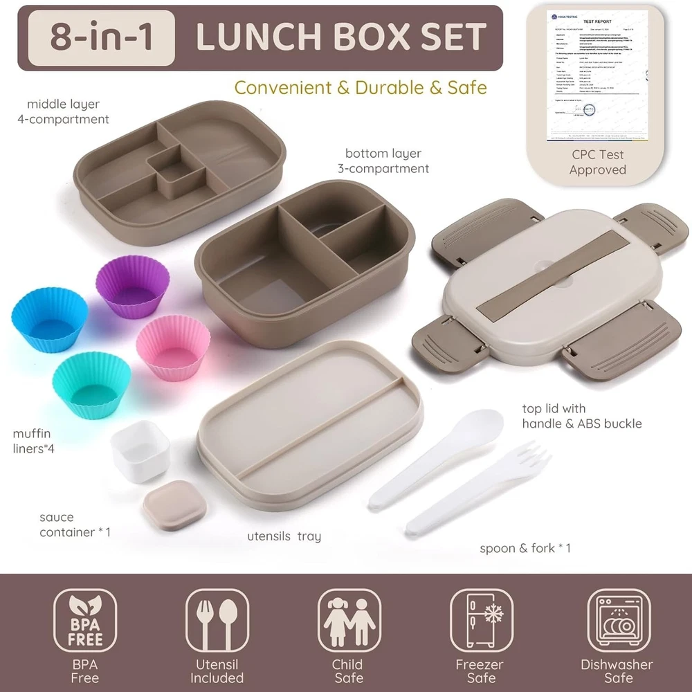 Bento Box Adult Lunch Box With Compartments For Women & Men47ozstackable Japan