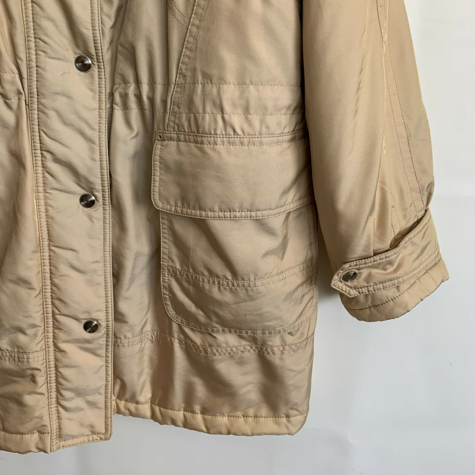 Gallery Puff Coat Beige Zip Front Button Hood Zip… - image 7