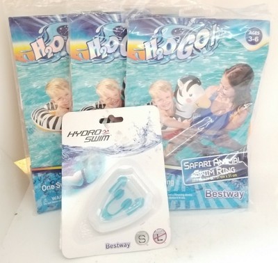 *3* Bestway H2O GO Safari Animal Swim Ring 3-6 Inflate BlowUp Pool Float Monkey
