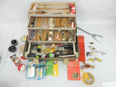 VINTAGE PLANO TACKLE BOX, PLUS ASSORTED FISHING