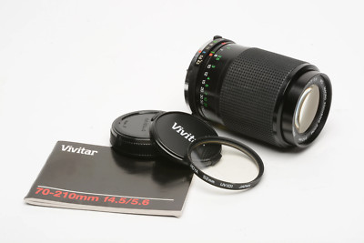 Vivitar 70-210mm f4.5-5.6 MC Macro lens for Olympus OM Mount, UV+caps+manual