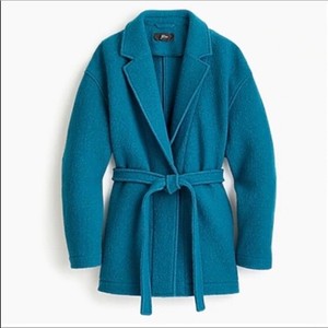 blue wool wrap coat