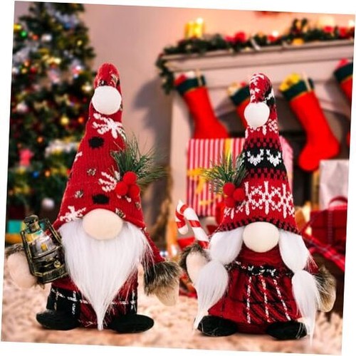 2 Pcs Small Christmas Gnomes Plush Elf Decorations,Handmade