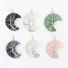 Natural Crystal Moon Pendant