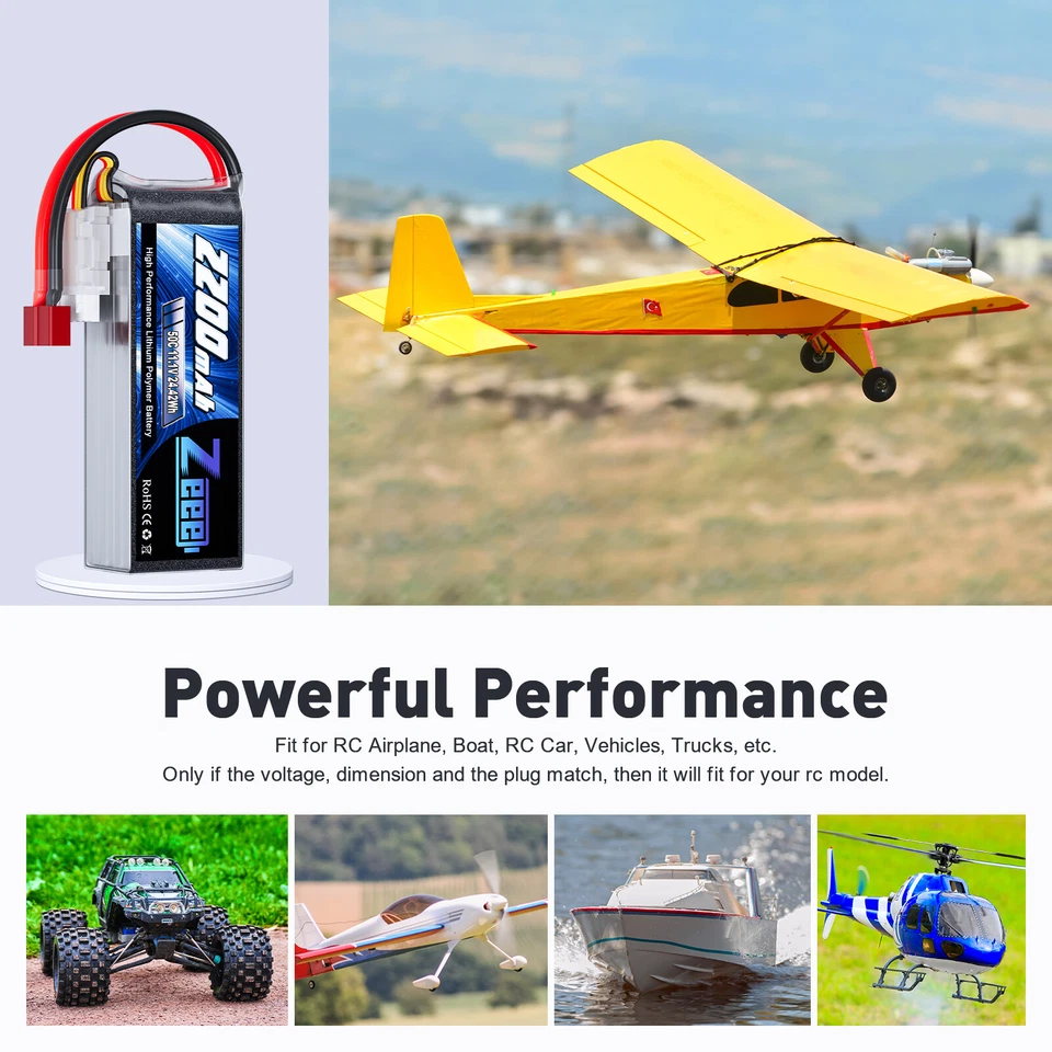 2x Zeee 3S Lipo Akku Batterie T 11.1V 2200mAh 50C für RC Auto Flugzeug Truck - Bild 4 von 4