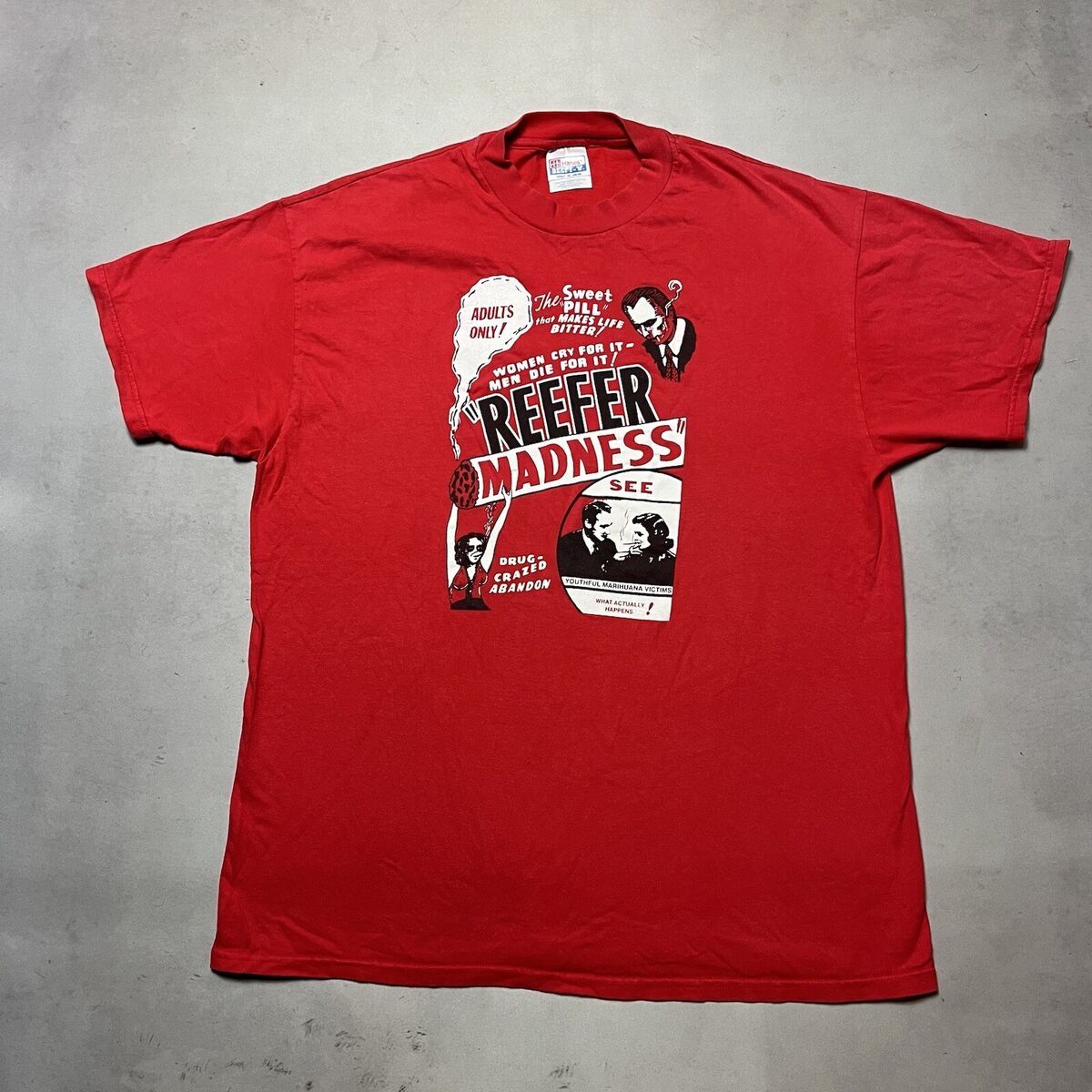 Vintage 90s Reefer Madness Movie Tee Weed Marijuana T Shirt XL