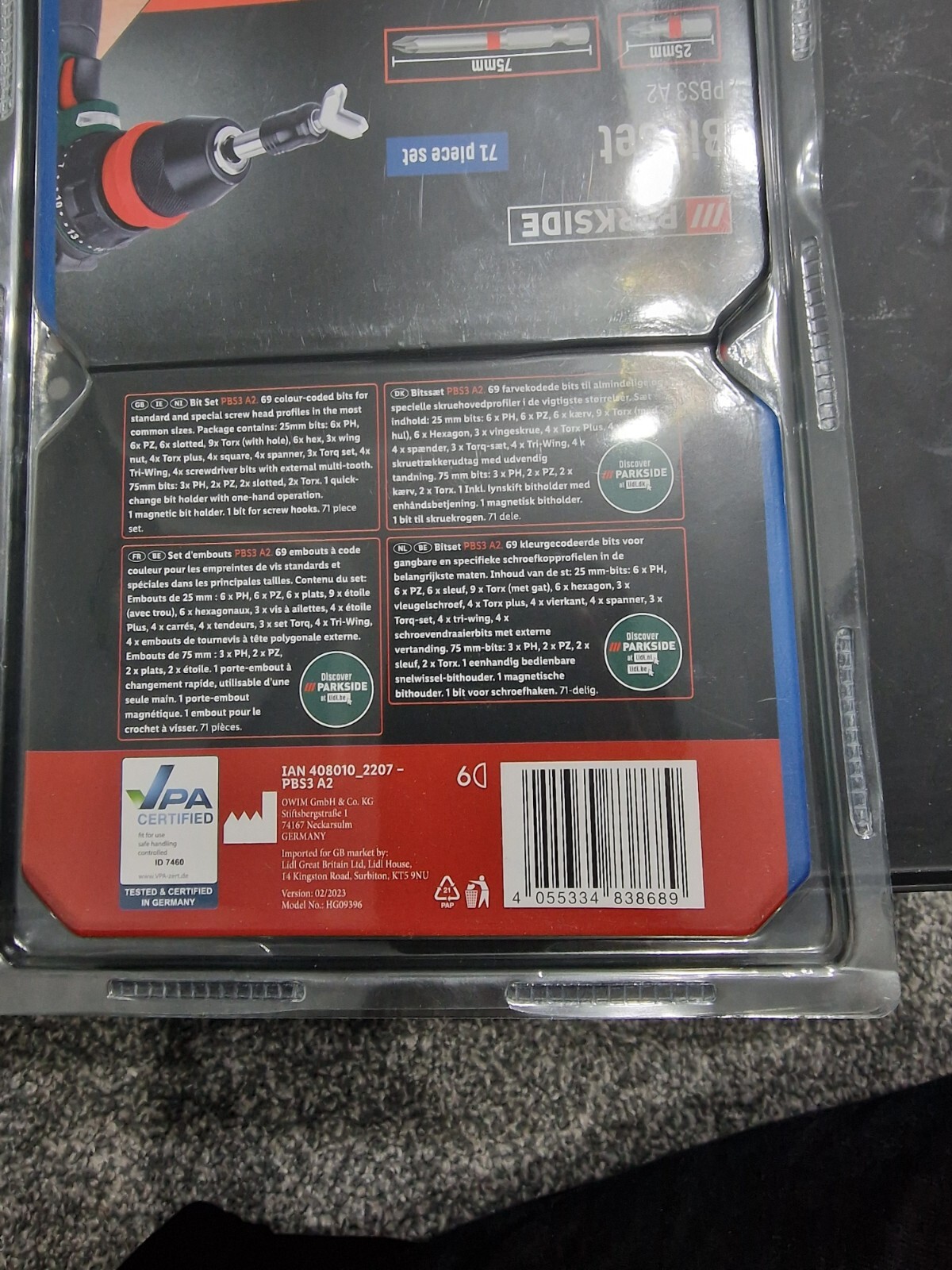 Parkside Bit Set (PBS3 A2, 71 Piece) Uk Fast Delivery