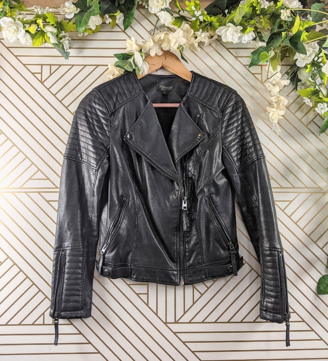Topshop Faux Leather Topshop Womens Leather Motorcycle Jacket Moto