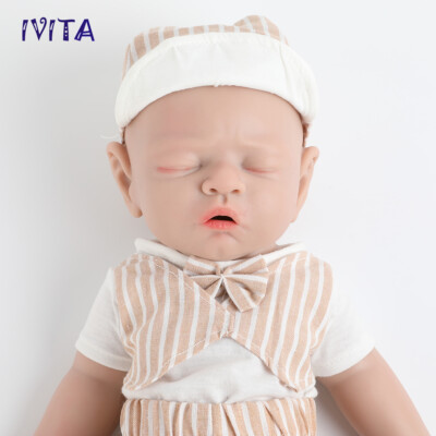IVITA 17''Sleeping Boy Baby Full Silicone Reborn Eyes Closed Infant Doll