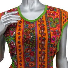 SALE! Vintage 1960's Mod DESIGN HOUSE Japan Neon Psychedelic Paisley Apron Dress