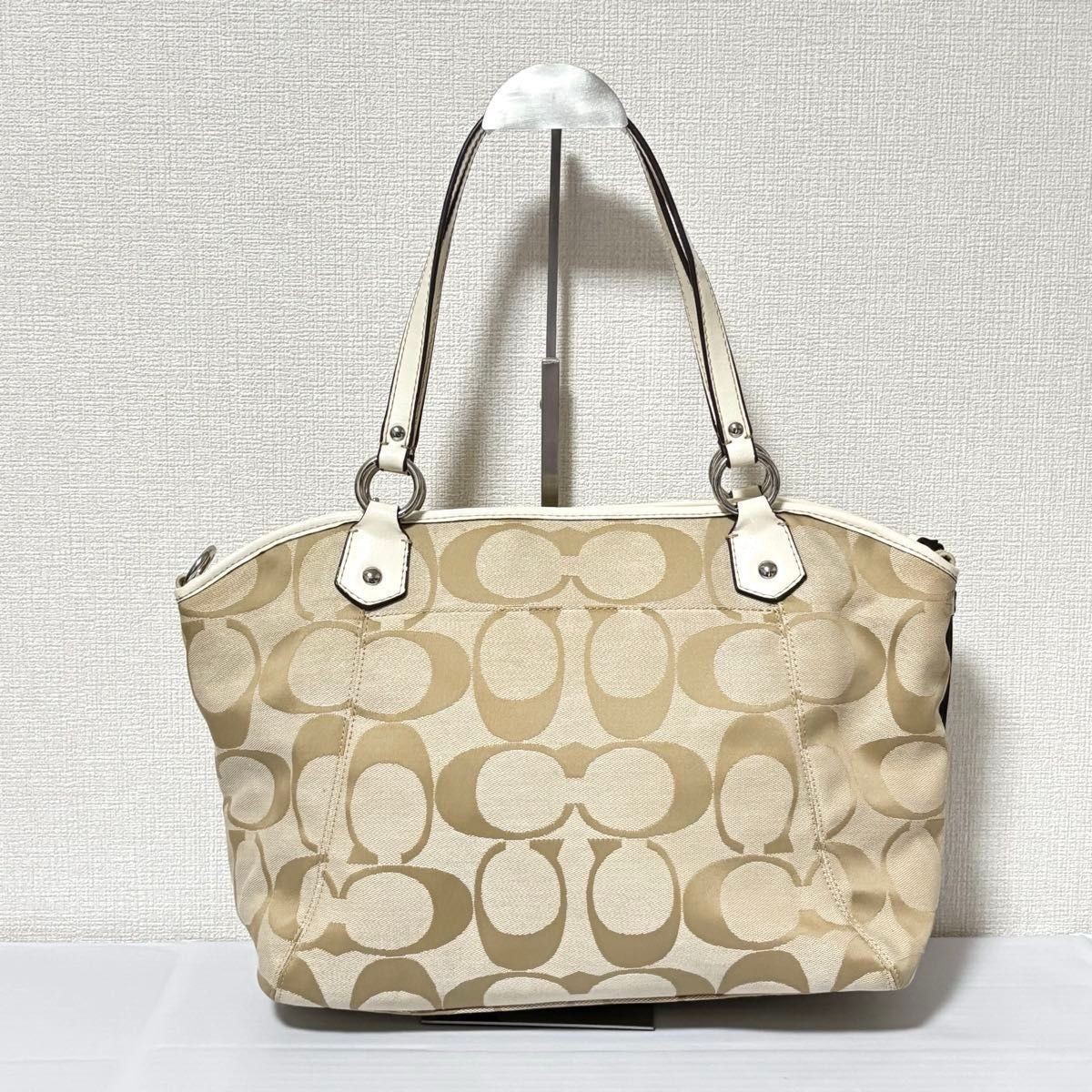 COACH Tote Bag F19203 Beige Signature 2WAY 0592999A 11a thumbnail 2