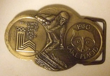 Lake Placid 1980 Winter Olympics Belt Buckle Roni Raccoon Solid Brass