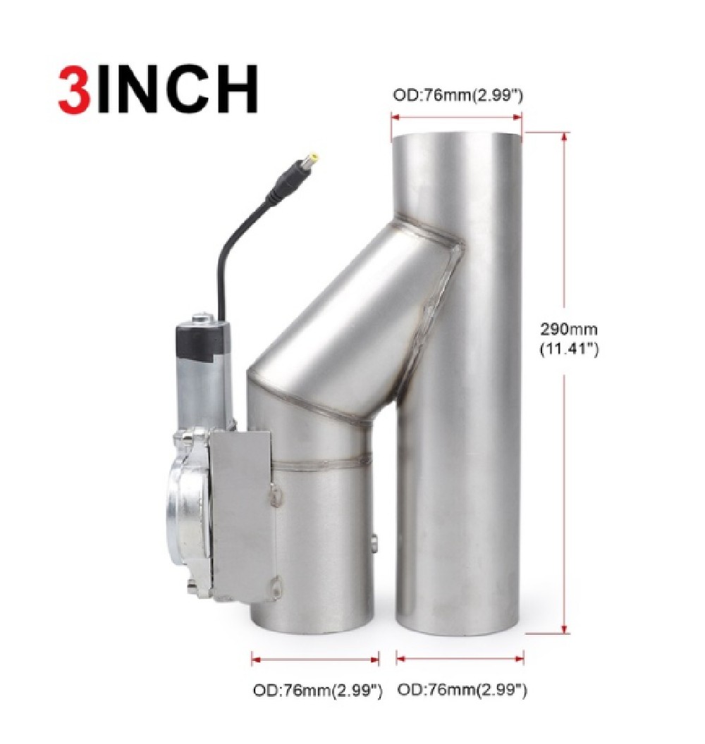 2x 3" Electric Exhaust Downpipe Y-Pipe Valve W/ Controller Remote Kit