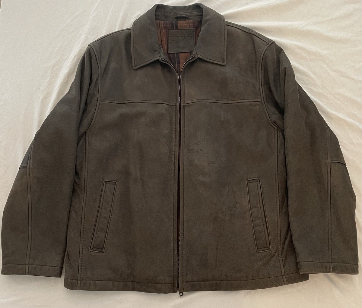 Dockers Lambskin Leather Bomber Jacket RN 74847 Size L Lined Full