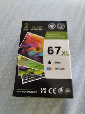 BRAND NEW IN BOX 2 PACK cartridges 67XL High Yield Black Ink & 61 Tri-Color Ink