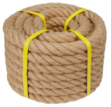 Twisted Manila Rope 1" x 50ft, Natural Jute Hemp Thick Rope for Hammock Dock