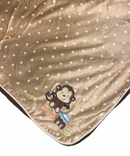 Carter's Just One You Blanket Embroidered Love Me Monkey Turtle Beige Polka Dot