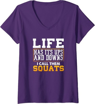 Funny Fitness Gym Workout Weights Squat Cool Lover Ladies' V-Neck Tshirt