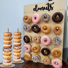 Wedding Wooden Donut Stand Wall for Dessert Doughnut Holder and Party Supplies