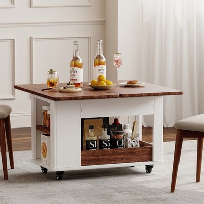 27.6''Modern Multi-Function Coffee Table/Side Table with Foldable Top & Casters,M