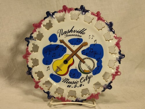 MCM Nashville TN Music City USA Souvenir Teller 1960 Netzporzellan  - Bild 2 von 14