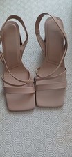 Massimo Dutti Square Toe Leather Strappy Heel Sandals UK Size 7 EU 40