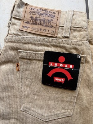 Levi's 550 Herren Jeans Relaxed Fit tailliert beige W28 L34 Baumwolle Denim
