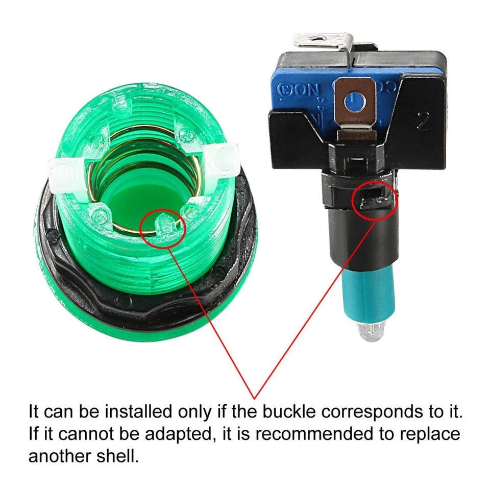 Game Push Button 33.5mm 12V LED Illuminated Switch with Micro switch Green 6pcs - Image 4 of 4