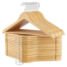 Wooden Hangers, 30 Pack Slim Wood Coat Hangers with Extra Smooth Finish, Prec...