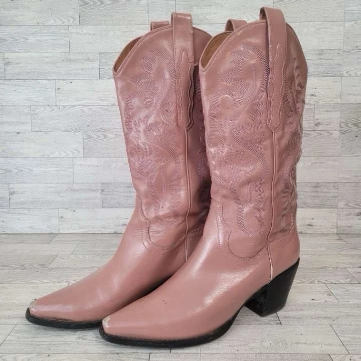 Botas de Vaquero para Mujer Jeffrey Campbell Dagget Cuero Rosa Occidental Talla 9.5 Foto 2 de 4
