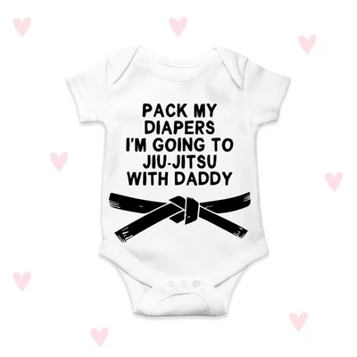 LOVE U LOTS GIFTS Jiu-Jitsu mit Papa, lustiges Baby Grow, individuelles Kampfsport Baby Outfit