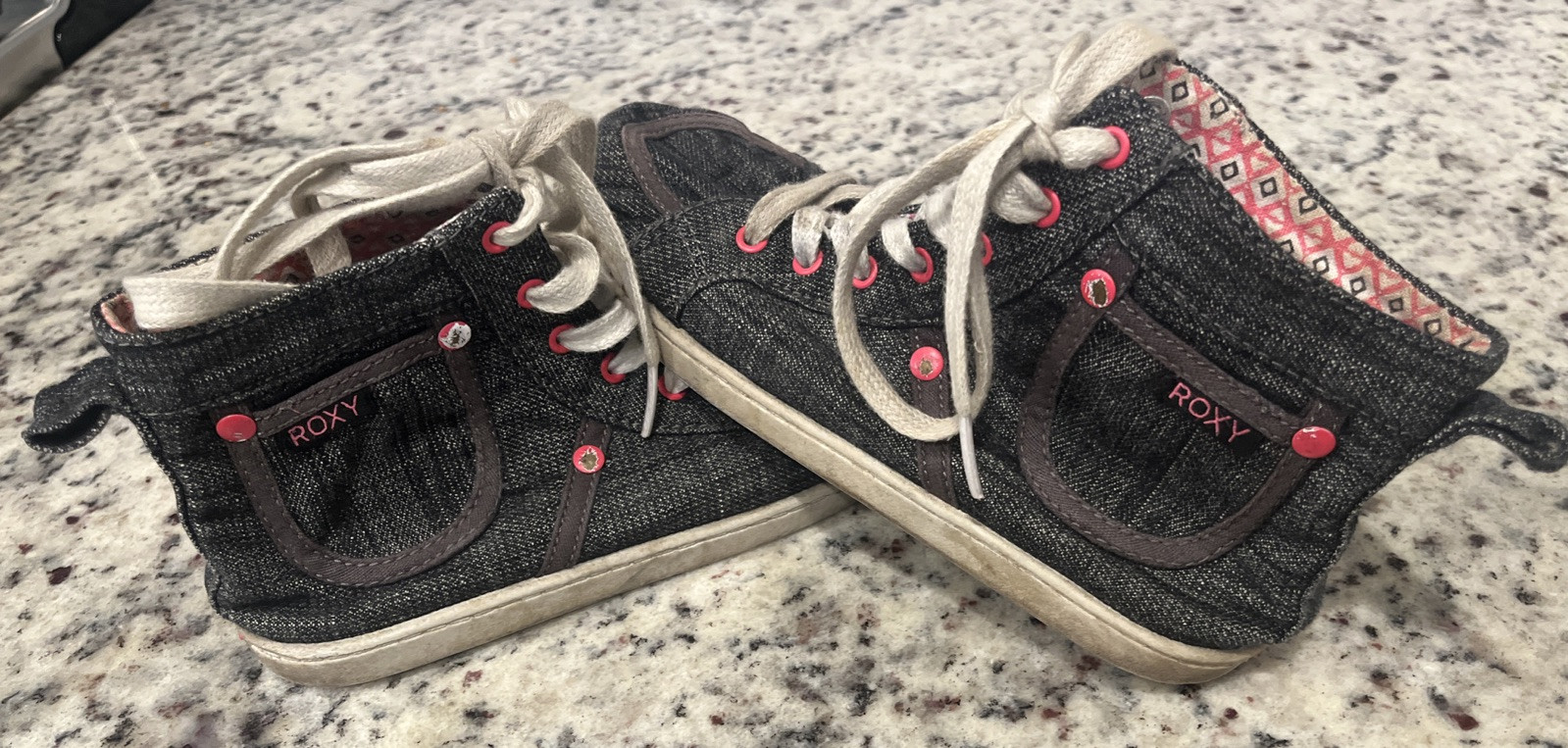 SAOLA Scarpe sneakers alte stringate Roxy bambina taglia 2 Bobbie grigio rosa e denim look