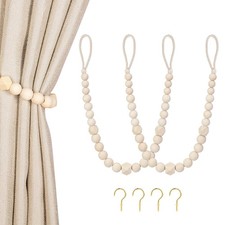 2 Pack Wood Bead Curtain Tiebacks Magnetic Holdbacks
