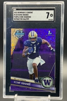 2023 Bowman University Chrome - Rome Odunze #138 Purple Refractor /399 (RC)