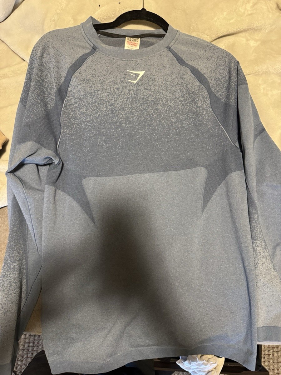 Gymshark Shadow Seamless Long Sleeve Compression Shirt, Blue Size