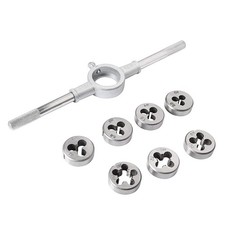 8Pcs M3-M12 Die Stock Handle Wrench Set for Tapping Repair 1" Holder 25mm Dies