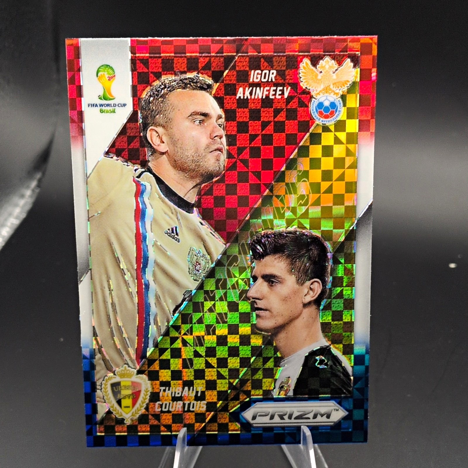 Panini 2014 Prizm World Cup Matchups #18 Courtois/Akinfeev RWB Plaid