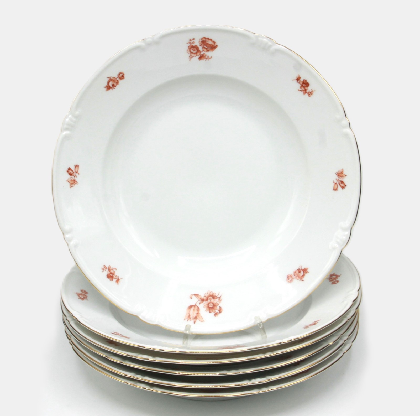 Suppenteller 6x TELLER Blumendekor Goldrand Zeh Scherzer Bavaria 50Jahre Ø25cm