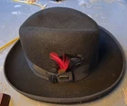 Vintage Dobbs Fifth Avenue Fleetwood Fedora Black Wool Felt Hat 6 7/8