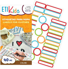 Etikids 40 Etichette Vestiti Termoadesive Da STIRARE. Formati E Colori Vari, per