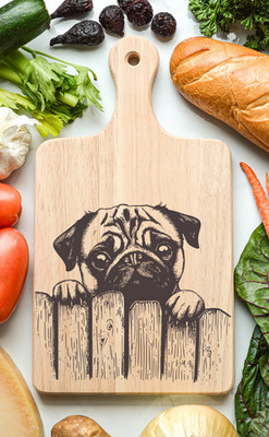 Pug Cutting Cheese Board