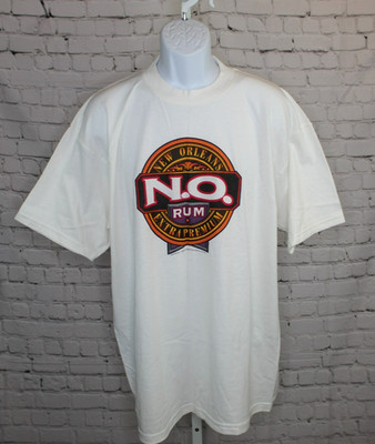 Vintage N.O. Rum White T-Shirt Extra Premium Liquor New Orleans Rum Mens Size XL