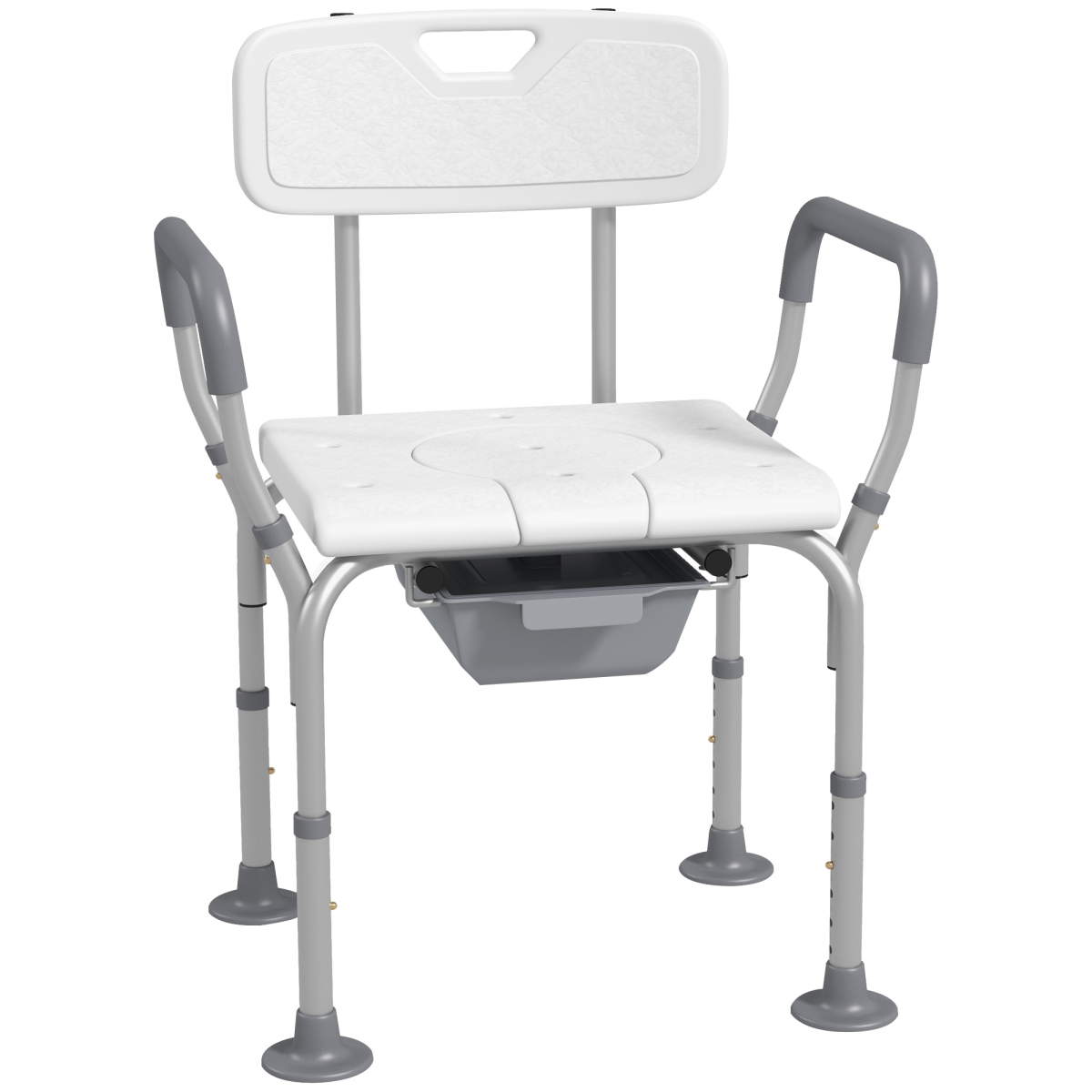Homcom 3-In-1 Shower Chair Adjustable Bedside Commode Toilet Seat - Image 2