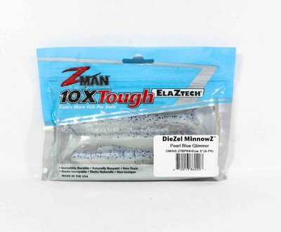 Zman Soft Lure Diezel MinnowZ 5 Inch 4/Pack Pearl Blue Glimmer (0207)