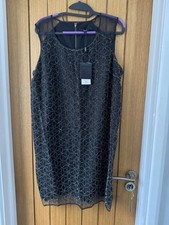 Ladies Evening Cocktail Beaded Evening Black Occasion Dress Size 16 BNWT