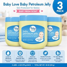 Baby Love Baby Petroleum Jelly Fresh Scent 6oz/170g Moisturizer 3 Pack