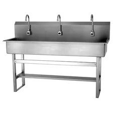 Sani-Lav 56Fal Floor Mount, 3 Hole, Sensor, Silver, Wash Station