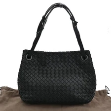 BOTTEGA VENETA Intrecciato Garda Shoulder Handbag Black Leather Italy 78TA153