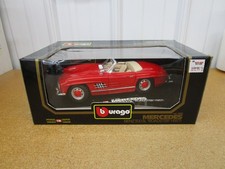 1957 Mercedes Benz 300SL SL 300 1/18 BURAGO red diecast toy sports car Z